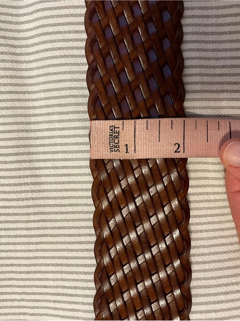 MICHAEL Michael Kors Brown Woven Leather Belt with Gold Buckle